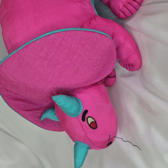 Hot Pink dinosaur nylon plush vintage 1990s international silver Loose Thread - Picture 11 of 17